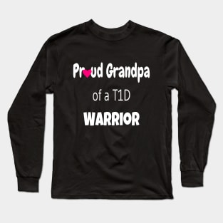 Proud Grandpa White Text Pink Heart Long Sleeve T-Shirt